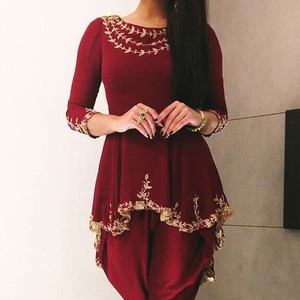 Beau haut avec robe SALWAR élégante embellissant la broderie avec des perles de verre de cristal, DABKA, travail pour les tenues de fête/mariage @ 2022 - Product Image 1