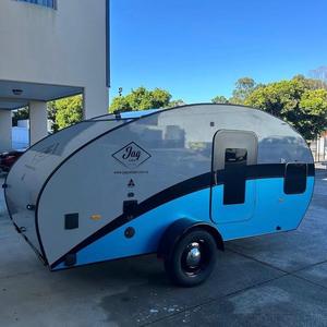 Petite caravane de voyage moderne et légère en forme de larme, construction en acier inoxydable, couleur rose, design confortable, bons prix de vente - Product Image 1