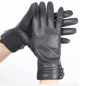 Gants en cuir pour femmes, trois boutons-pression, haute qualité, chauds, hiver, dernier design, style uni, gants en peau de mouton pour l'extérieur - Product Image 1