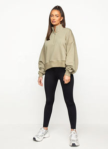 Sudaderas Personalizadas de Felpa con Media Cremallera para Entrenamiento, Diseño de Logotipo Bordado y Precio Accesible para Mujer - Product Image 4