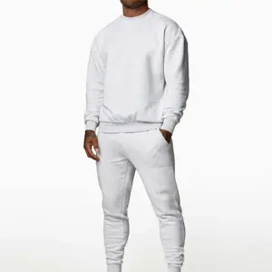 Wholesale Heavyweight Fleece Sweatsuit 2 Piece Hoodie Crewneck Oversized Sweatshirt And Sweatpants Set Jogger Tracksuit For Men