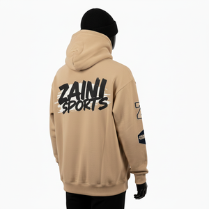 Sudadera con Capucha para Hombre, Mezcla de Algodón Grueso, Felpa de 320 GSM, Tejido Suave y Cálido al Tacto, Color Beige, Logotipo Personalizado, Sudaderas Básicas para Hombre - Product Image 5