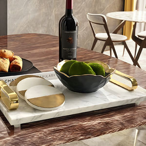 ที่รองแก้วหินอ่อนพรีเมี่ยมที่ตกแต่งบ้านด้วยทองเหลืองสุดหรูทนทานดีไซน์หรูหรามีสไตล์โรงงานราคาถูก - Product Image 2