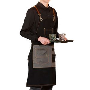 Delantal de cocina profesional de piel de vaca resistente al por mayor, fábrica de calidad superior, fabricación personalizable ajustable - Product Image 3