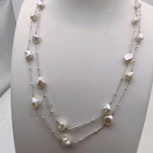 Collier ras-de-cou en perles d'eau douce, bijoux de mariée multicouches en argent sterling - Product Image 5
