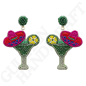 Pendientes colgantes con cuentas de cristal de cóctel hechos a mano divertidos y elegantes, joyería llamativa para fiestas y ocasiones especiales - Product Image 6