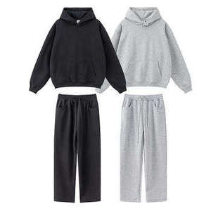 Conjunto de pantalones de chándal y Sudadera con capucha de felpa francesa de algodón 400 gramos 100% peso pesado con logotipo personalizado chándal de hombre en blanco chándal de gran tamaño - Product Image 5