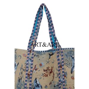 Quilted <b>Bag</b> Block Print <b>Tote</b> <b>Bag</b> Women Vintage Lady Boho Travel Handmade Shoulder Purse Large Floral Weekender <b>Bridesmaid</b> Gift - Product Image 3