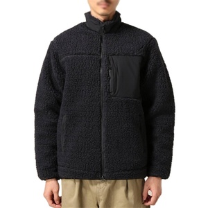 Stand Collar Color Block Reversible Hooded Sherpa Jacket with Waterproof Customizable Design and Front Pocket - Product Image 4