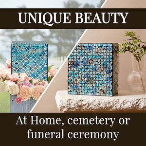 Handmade <b>Large</b> Adult Mosaic Glass Cremation <b>Urn</b> Unique Artwork With Individual Tiles Applied by Hand for Funerals - Product Image 6