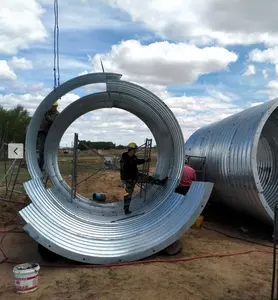 Corrugated metal culvert tank with circular or semicircular section