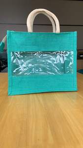 Cosmetic Shopping Handbag Customized Welcome Wedding Guests with Smooth Zipper Closure Laminated <b>Jute</b> <b>Bag</b> for <b>Gifts</b> - Product Image 6