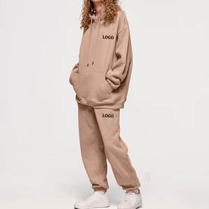 Chándal de lana informal de 2 piezas personalizado para mujer profesional, conjuntos de chándal, Tops largos, patrón sólido para correr en invierno - Product Image 5