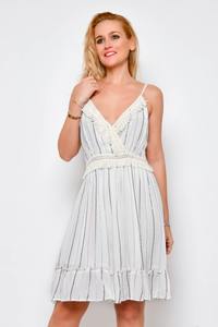 ชุดเดรสสั้นสีขาวสำหรับผู้หญิงชุดเดรสสั้นเอวสูงผ้าเรยอนชุดเดรสคอวีแขนกุดลำลองดีไซน์เนอร์สำหรับงานปาร์ตี้และรีสอร์ตฤดูร้อน - Product Image 2