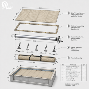 Cubierta Retráctil de Malla para Piscina, Pantalla de Seguridad para Cubierta de Piscina al Aire Libre - Product Image 5