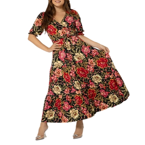 Abito Leota Marlo a trapezio con vita avvolgente in tessuto crepe Barbados tinta unita - Product Image 6