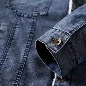 Veste en jean pour homme de haute qualité, automne, col montant, logo sur le devant, respirante, style vintage, vente en gros, personnalisable - Product Image 6