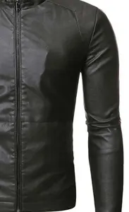 Elegante Chaqueta de Cuero para Hombre, Corte Ajustado, Cuello Alto, Color Personalizado y Diseño Cortavientos - Ropa Abrigada para Invierno - Product Image 2