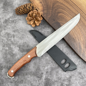 Venta al por mayor personalizado OEM ODM fábrica de cubiertos profesional Damasco portátil uso al aire libre Camping cuchillo de caza cuchillo recto - Product Image 2