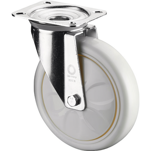 Rueda Giratoria de Plástico Blanca de 125 mm, Capacidad de Carga de 450 kg, Base de 135x110 mm, Ruedas para Muebles - Product Image 3