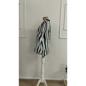 Women'<b>s</b> Short-Sleeved Mandarin V-Neck Woven Viscose <b>Blouse</b>, 37284 - Black - Product Image 6