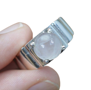 Anillo de estilo bohemio de plata hecho a mano, joyería de plata de ley 925, piedras preciosas de cuarzo rosa, anillo de tendencia, joyería para mujer, regalo para ella - Product Image 1