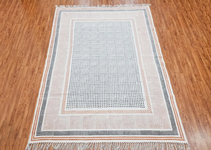 Alfombra de algodón con estampado de bloques, alfombra India hecha a mano, alfombra decorativa Dhurrie para sala de estar - Product Image 5