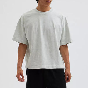 เสื้อยืดทรงบ็อกซ์สีขาวล้วนสำหรับผู้ชาย แบบเรียบง่าย ไซส์ใหญ่พิเศษ น้ำหนัก 250 กรัม ผ้าฝ้าย 100% ทรงบ็อกซ์ฟิตแบบครอป - Product Image 1