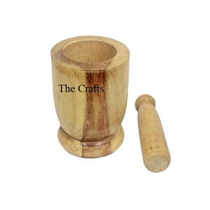 Ensemble Morter et pilon en bois de conception admirable taille et forme personnalisées ensemble de broyeur et de broyeur de vaisselle Musal Okhli - Product Image 4