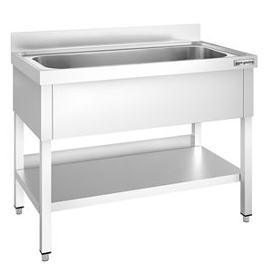 Fregadero Comercial de Acero Inoxidable PREMIUM - 1200x600mm - con Estante Inferior y Un Solo Tazón - con Borde Elevado - Product Image 3