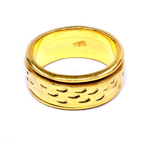 Everyday Wear Unisex <b>Spinner</b> <b>Ring</b> 925 Sterling Silver with Elegant Trendy Texture Gold Plated Classic Style - Product Image 3
