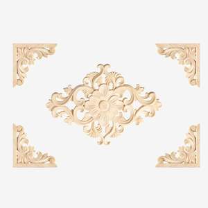 Lot de 5 panneaux de moulures murales, appliques en bois sculpté, décor mural en bois brun, amélioration DIY pour meubles - Product Image 1