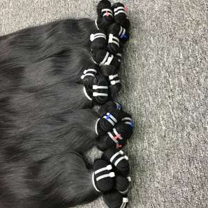 Extensiones de cabello humano negro liso Natural no Remy virgen vietnamita para mujeres 100g trama plana Frontal y tipo de paquete - Product Image 4