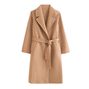 Gabardina Larga con Cinturón para Mujer |   100% Lana Vintage Ecológica Resistente al Viento |   Abrigo de Invierno para Venta al por Mayor - Product Image 5