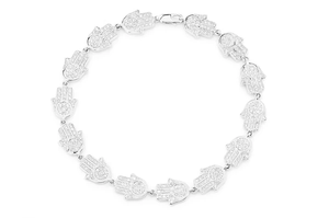 Nuevo diseñador de moda Diamond Hamsa para pulsera Glamorous Shiny 18K Gold Hip Hop Style Charm Jewelry con diamantes naturales - Product Image 2