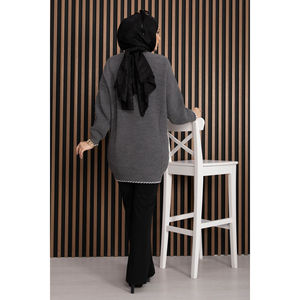 Suéter de Punto Grueso Vintage para Mujer, Transpirable, Informal, para Otoño/Invierno, Color Antracita, con Decoración de Botones y Logotipo Frontal - Product Image 5