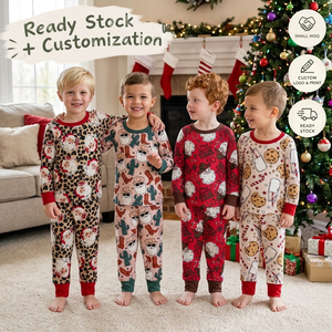 OEM/ODM/RTS Pijamas de Navidad para niños con diseño de cactus de Papá Noel, ropa de bebé, pijamas para niños, ropa para niños - Product Image 1