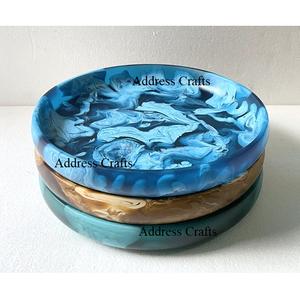 Bandeja de tocador de ensalada hecha a mano de resina al por mayor plato de postre de remolino personalizado plato de ensalada de servicio reutilizable de lujo vajilla de hotel para el hogar - Product Image 4