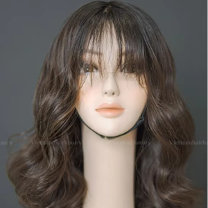 Prix de gros pour les extensions de cheveux humains vierges vietnamiens Perruques ondulées à franges sans enchevêtrement et perte de cheveux Remy Hair - Product Image 1