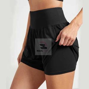 Pantalones cortos deportivos para correr de doble capa de LICRA para mujer personalizados 2 en 1 pantalones cortos de yoga y gimnasio - Product Image 6