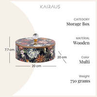 Boîte de rangement pour bijoux en bois ronde multicolores faite à la main - Design élégant et unique