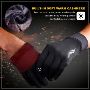 Gants d'hiver en cuir pour hommes et femmes Gants de ski à écran tactile pour les sports d'extérieur, la course à pied et le vélo. - Product Image 2