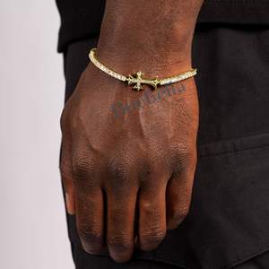 5Mm 18k Plaqué Or 925 Chaîne En Argent Sterling Moissanite Tennis Bracelet pour Hommes Cadeaux Bijoux En Gros - Product Image 1