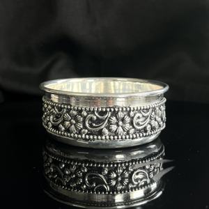 Cuenco oxidado de Plata de Ley 925 con estampado floral único para decoración de hogar y Mesa - Product Image 5