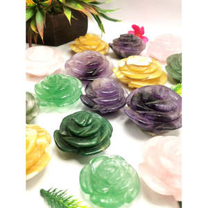Magnifiques sculptures de fleurs de rose sculptées à la main en pierres précieuses, en plusieurs pierres - sculptures en cristal/pierres précieuses - lot de 23 pièces, poids 3,7 - Product Image 3