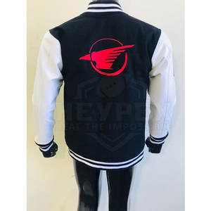 Chaqueta universitaria personalizada de alta calidad para hombre, Mangas de cuero con cuello levantado bordado para invierno, chaqueta de béisbol con letras MOQ bajo - Product Image 5