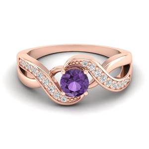 แหวนหมั้นเพชรโมอิสซาไนต์ทอง 14K ราคาส่งจากโรงงาน REYES ทรงกลม 0.84 กะรัต ประดับพลอยอะมีทิสต์ เครื่องประดับสไตล์มินิมอล - Product Image 1