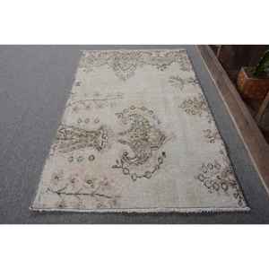 Tapis turc Vintage Beige vert Patchwork Design fait à la main laine grande surface 2,3x3,8 pieds modèle de couloir rectangulaire pour la décoration de la chambre - Product Image 2