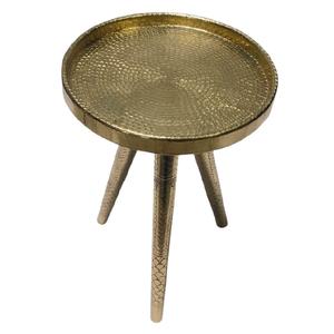 Mesa Redonda De Aluminio Con Relieve Y Parte Inferior Tres Patas Metal Acabado Dorado Mesa Redonda De Café O Mesa Auxiliar Para Muebles Para El Hogar - Product Image 5