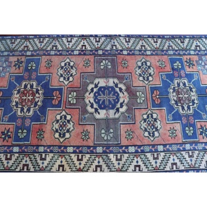 Alfombra Turca de 3.2x6 pies (96x184 cm), Alfombra Vintage Azul Ombré - Product Image 4